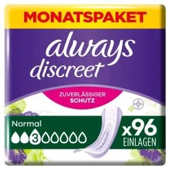 Always® Always Discreet Inkontinenz-Einlagen Normal Bei Blasenschwäche Monatspaket