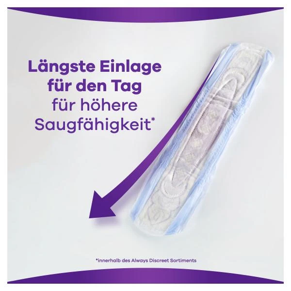 Always® Always Discreet Inkontinenz-Einlagen Long Bei Blasenschwäche Monatspaket 11 Always® Always Discreet Inkontinenz-Einlagen Long Bei Blasenschwäche Monatspaket – Bild 9