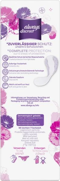 Always® Always Discreet Comlete Protection Inkontinenz Slipeinlagen Long Plus 5 Always® Always Discreet Comlete Protection Inkontinenz Slipeinlagen Long Plus – Bild 3
