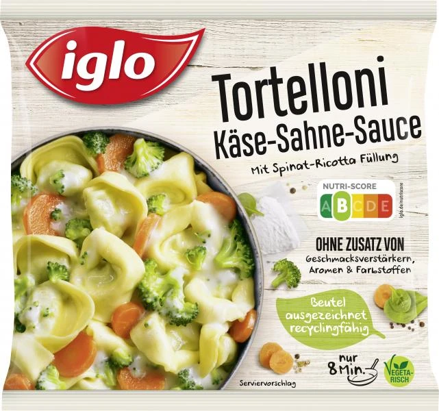 Iglo Tortelloni Käse-Sahne-Sauce Mit Spinat-Ricotta-Füllung 3 Iglo Tortelloni Käse-Sahne-Sauce Mit Spinat-Ricotta-Füllung