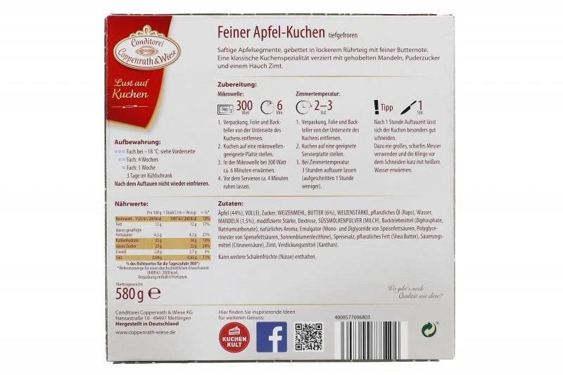 Coppenrath & Wiese Lust Auf Kuchen Feiner Apfel 4 Coppenrath & Wiese Lust Auf Kuchen Feiner Apfel – Bild 2