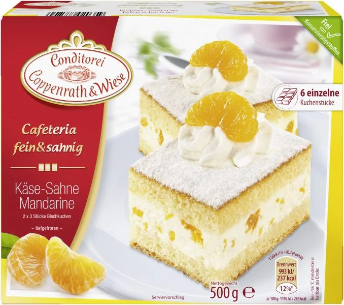 Coppenrath & Wiese Cafeteria Fein & Sahnig Käse-Sahne Mandarine 3 Coppenrath & Wiese Cafeteria Fein & Sahnig Käse-Sahne Mandarine